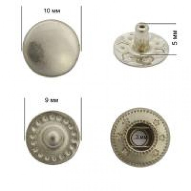 Кнопка VT-2 9,5 мм сталь никель