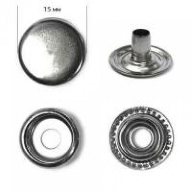 Кнопка для одежды 15 мм №61 сталь цвет темный-никель