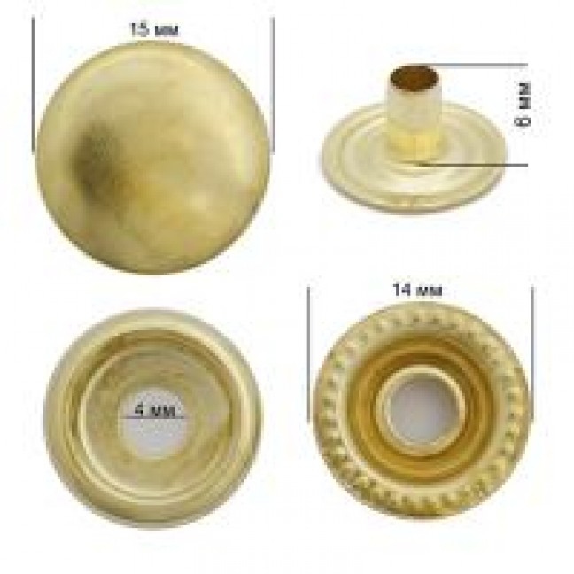 Кнопка для одежды 15 мм №61 нержавейка цвет золото