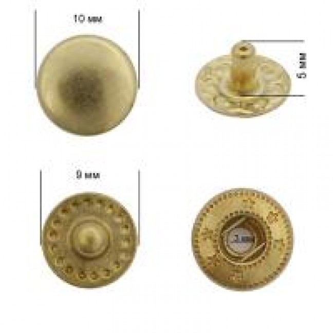 Кнопка VT-2 9,5 мм нержавейка золото