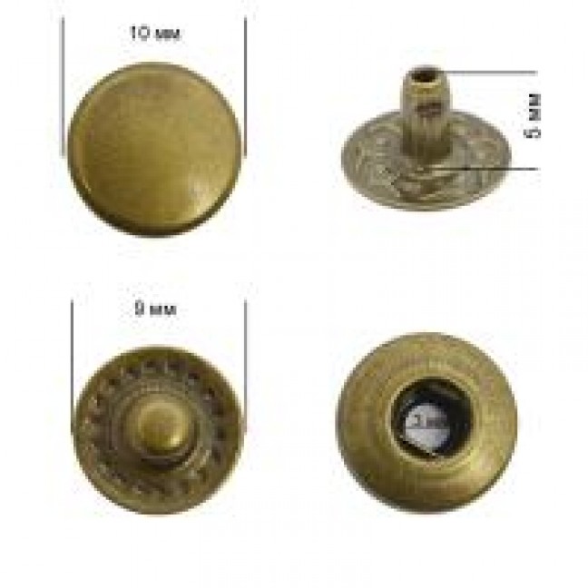 Кнопка VT-2 9,5 мм сталь антик